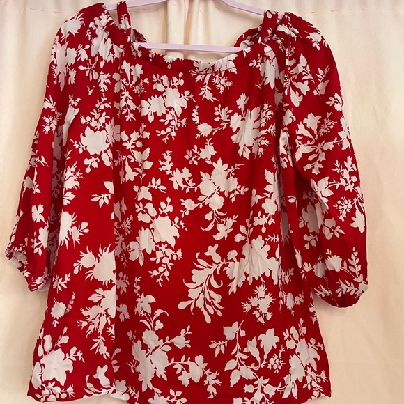 Parker Red Ruffled Puff Sleeve Blouse - Picture 8 of 9